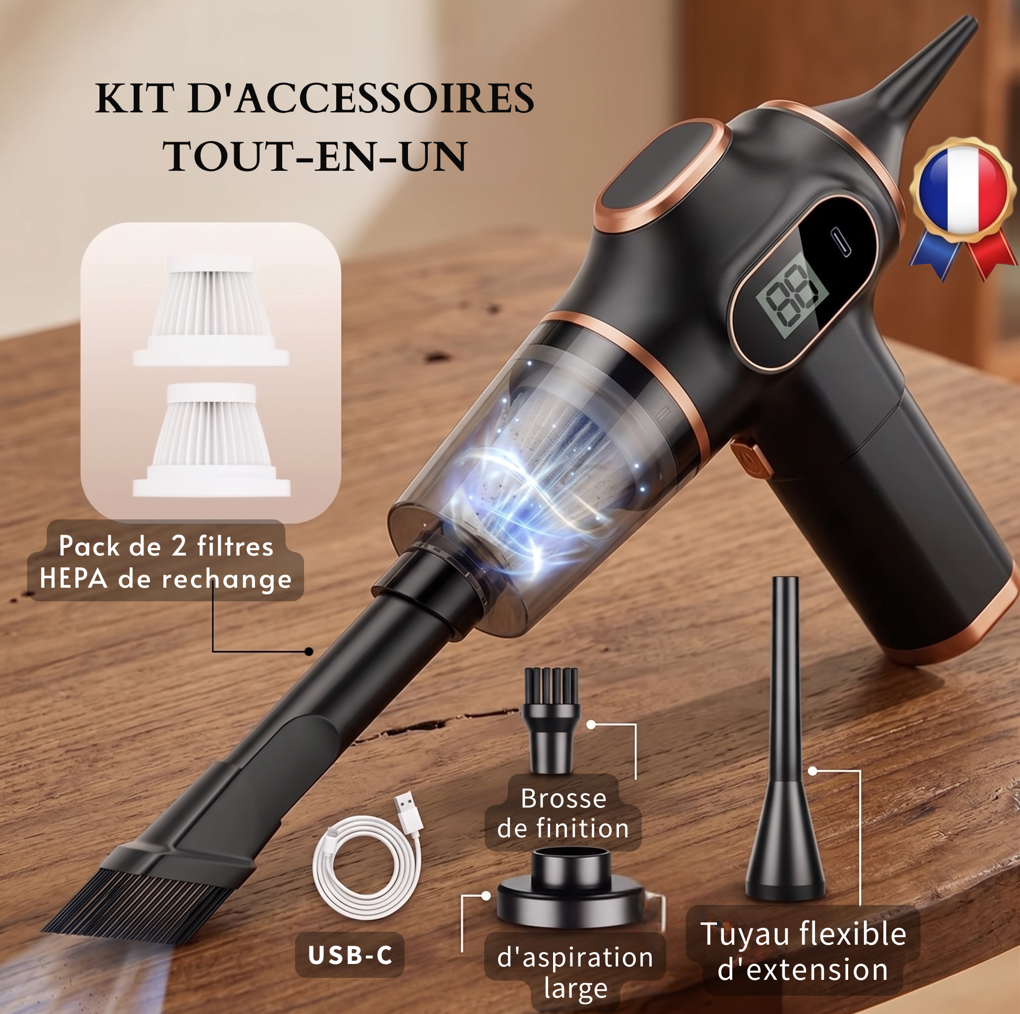 VŌRA™ : Aspirateur & Souffleur Compact pour Voiture